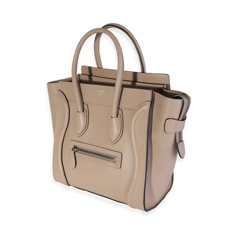 CELINE Drummed Calfskin Mini Luggage Dune 